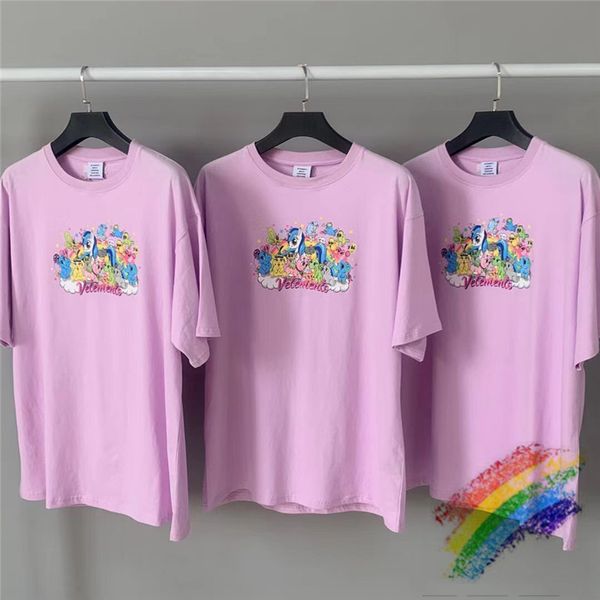 

vetements t-shirts men women embroidery vetements tees cartoon monster pink t shirt, White;black