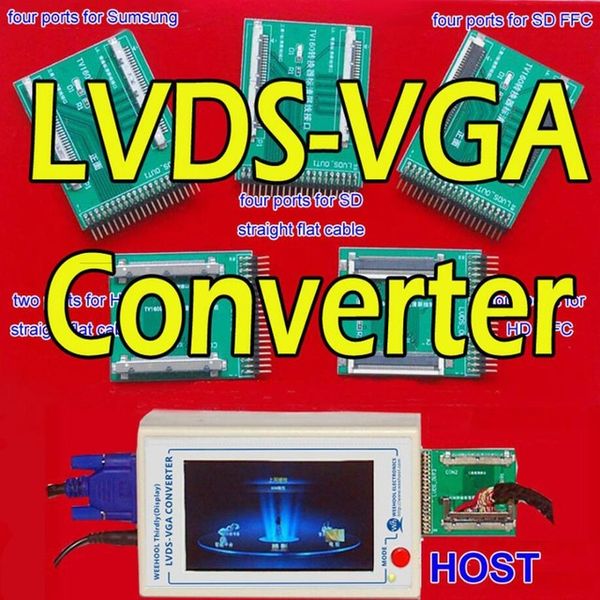 

new tv160 full hd lvds turn vga (led/lcd)tv mainboard tester tools converter (display version)with five adapter plate