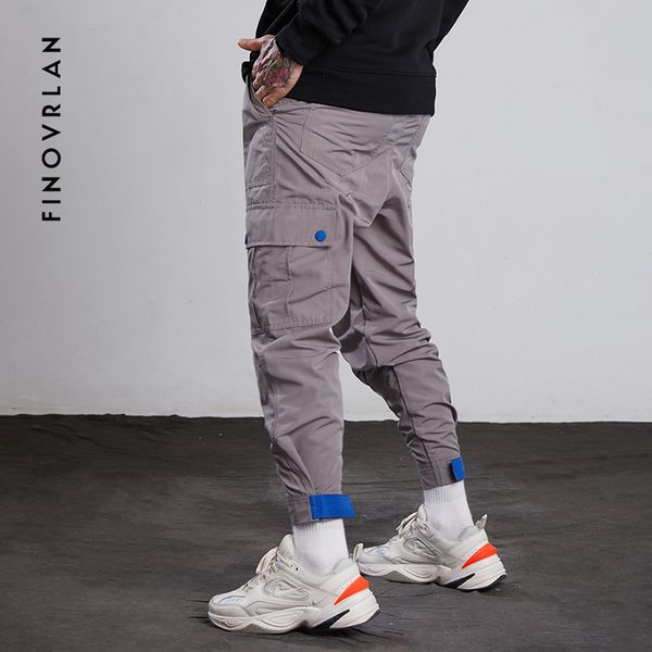 

2018 men multi pocket elastic waist design harem pant street punk hip hop casual trousers joggers male dancing pant streetwear, Black