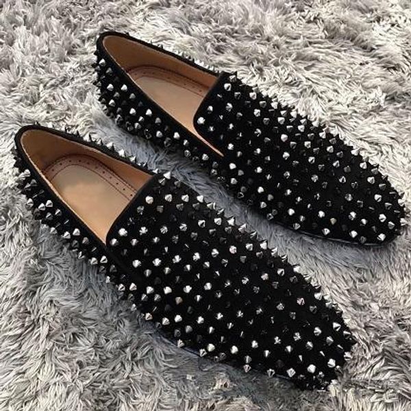 

red bottom loafers luxury party wedding shoes designer black patent leather suede spikes studded dress casual shoes for men shoes