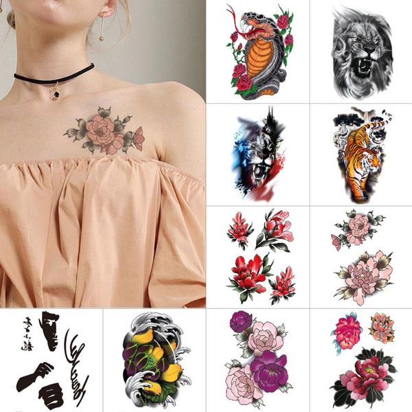 

temporary tattoos tattoo stickers flower mandala rose waterproof snake lion tiger bruce lee ink body art for men women