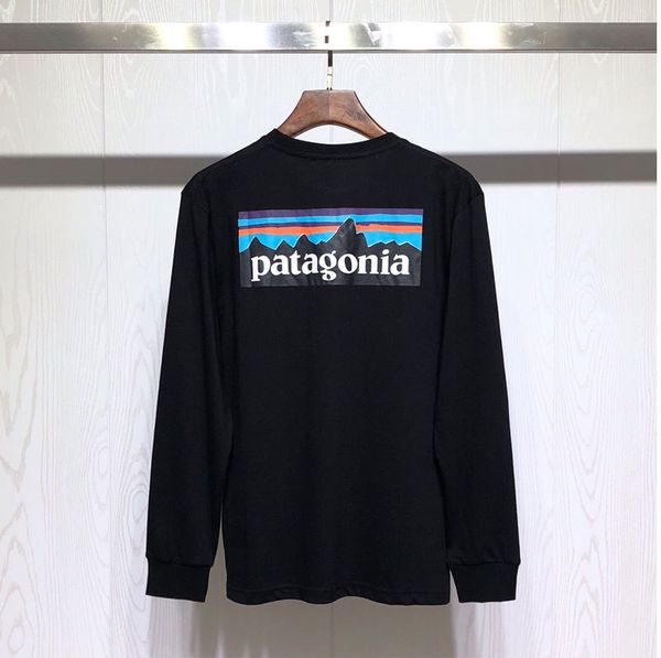

2020patagonia mens 19ss tshirts autumn spring mountain printed fashion long sleeved, White;black
