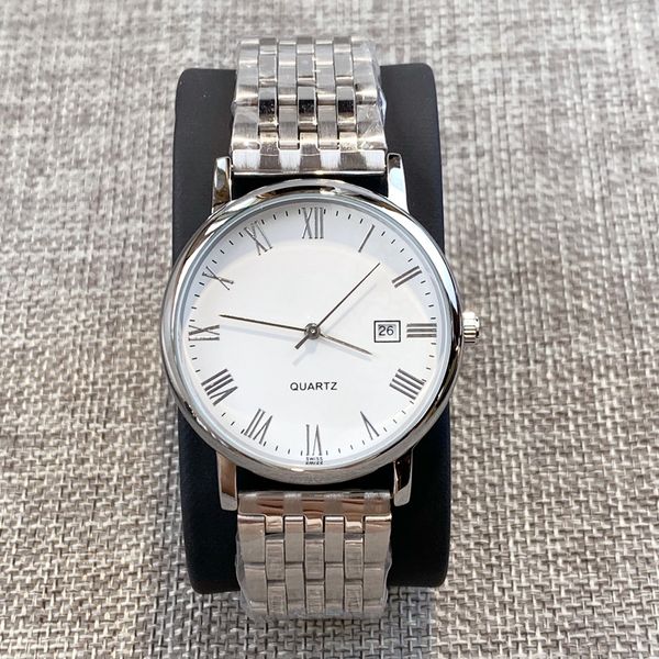 

2019 classic fashion watch simple man wristwatch with date calendar steel luxury nice male clock dress popular watches rome mark, Slivery;brown