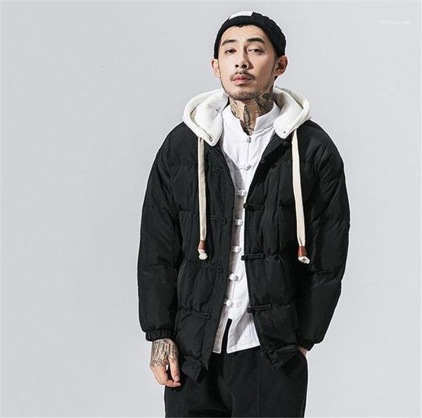 

long sleeve hooded mens designer jackets casual warm solid color male outerwear winter chinese style mens coats thick, Black;brown