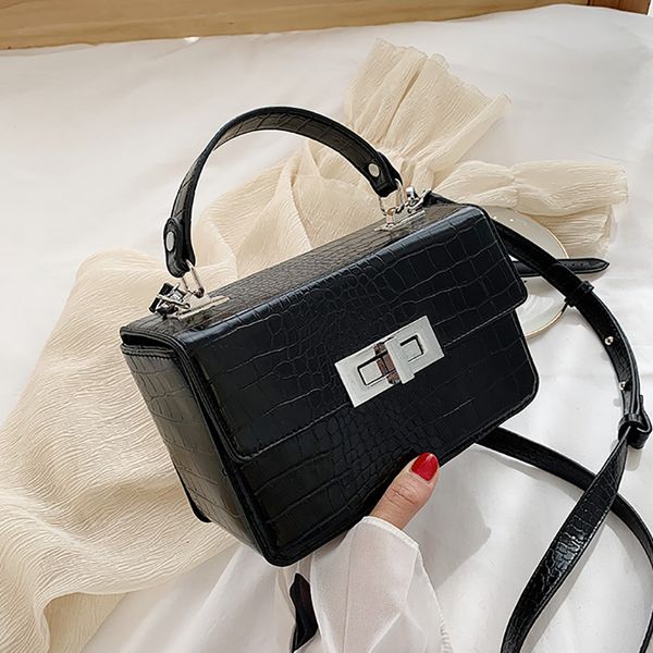 

women crocodile pattern handbags turn lock box bag messenger bag luxury women bags designer tote party handbag 2020