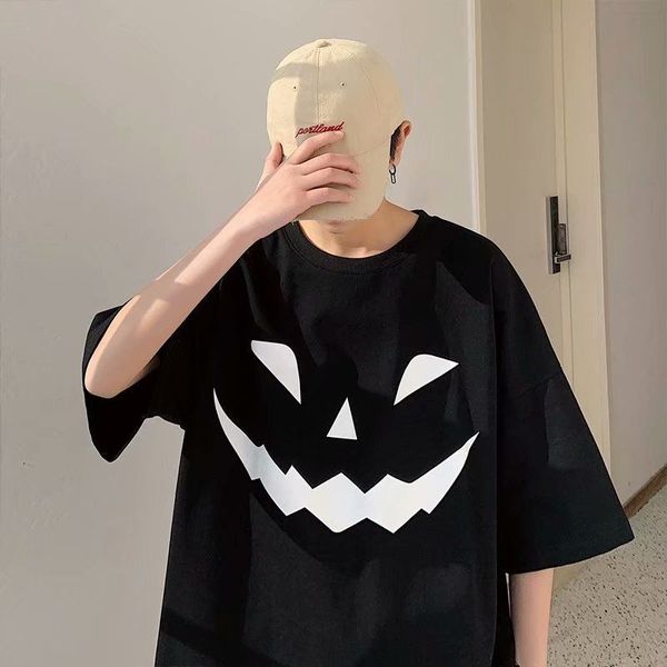 

Januarysnow Hip Hop Devil T Shirt Streetwear Men Cool Loose T-Shirt Black Japan Harajuku Tshirt Summer High Street Short Sleeve Tops Tee