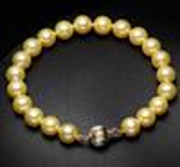 

beautiful 9-10mm south sea gold natural pearl bracelet 14k gold, Black