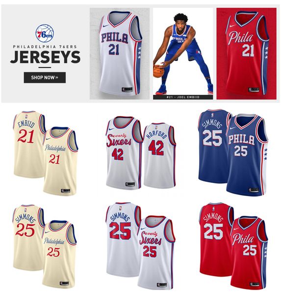

men philadelphia joel 21 embiid 76ers jersey ben 25 simmons jersey al 42 horford allen 3 iverson sixers basketball jerseys, Black;blue