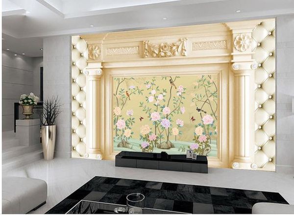 

european flower and bird building background wall mural 3d wallpaper 3d wall papers for tv backdrop