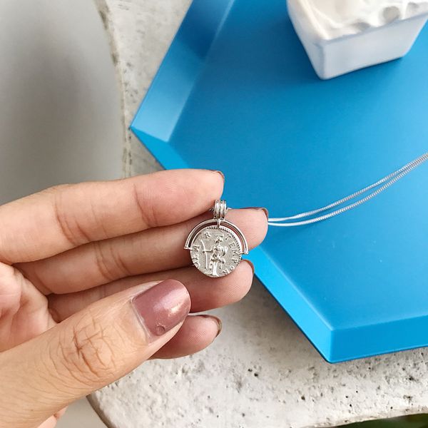 

silvology 925 sterling silver clown figure pendant necklace rome style creative texture female necklace fiendship jewelry gift