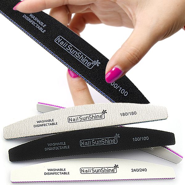 

30pcs thick professional nail file 100/180/240 buffer block uv gel varnish emery file sandpaper nail files white/gray/black