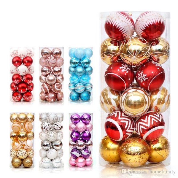 24pcs Christmas Tree Xmas Balls Decor Baubles Party Holiday Ornament 6cm