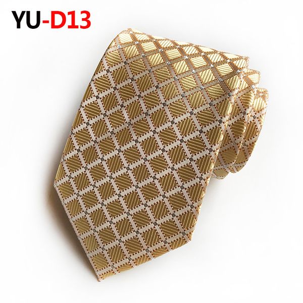 

2018 classical men gold plaid 100% silk ties fit wedding party, Blue;white