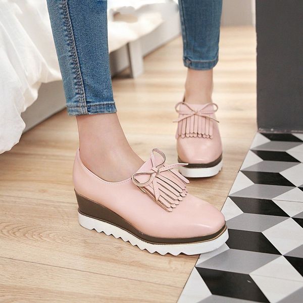 

woman pumps wedges heels shoes platform sneakers women spring shoes autumn pumps 6cm ladies sneakers, Black