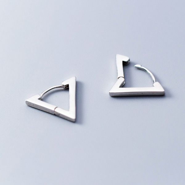 

mloveacc genuine 925 sterling silver earrings for women triangle simple small hoop earring minimalist jewelry, Golden;silver
