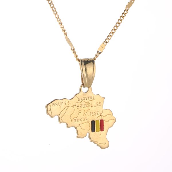 

gold color belgium map pendant necklace kingdom of belgium enamel national flag belgium map charm jewelry, Silver