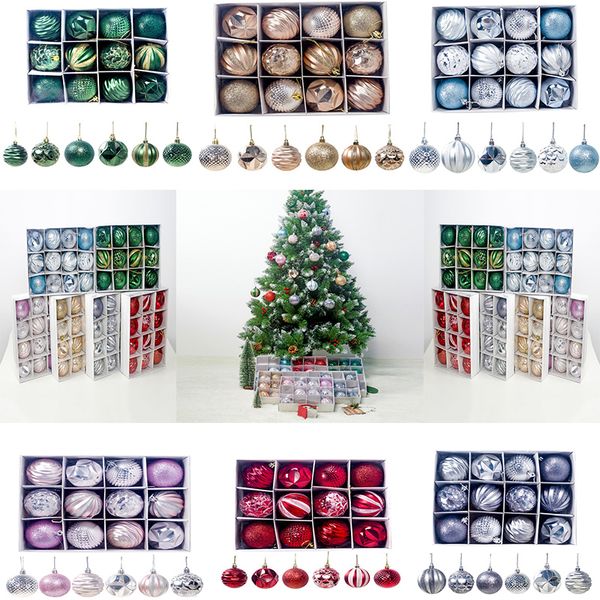 

12pcs 6 color christmas tree decor ball bauble xmas ball ornament decorations for home party hanging christmas decorations gift