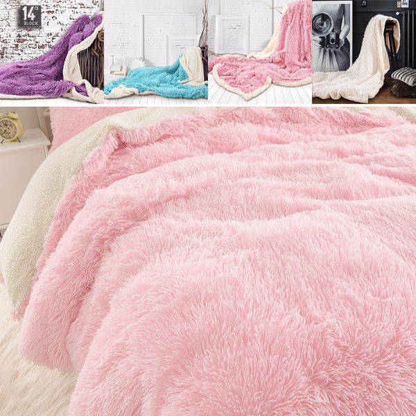 

faux fur blanket christmas gift keep warm lamb cashmere polyester double-layer super soft shaggy sofa bedding winter l