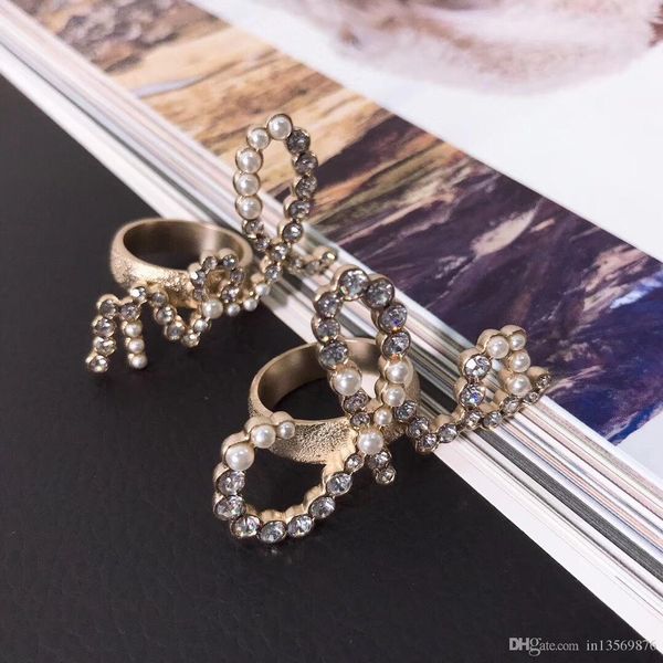 

have stamps fashion brand golden designer rings for lady design women party wedding lovers gift luxury jewelry for bride two pieces with box, Golden;silver