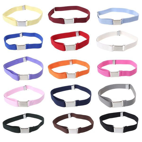 

canvas children kids solid color canvas belts boys girls elastic belt adjustable, Black