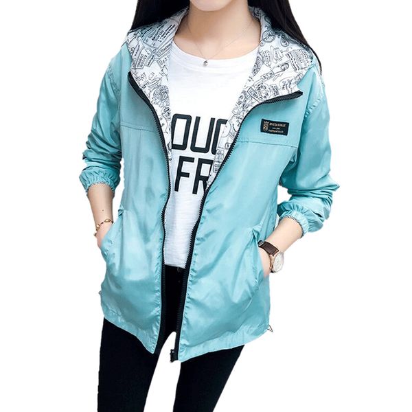 

women's spring autumn casual hooded two sides wear trench coat long sleeve winter front zipper pockets wind breaker 0604-35, Tan;black