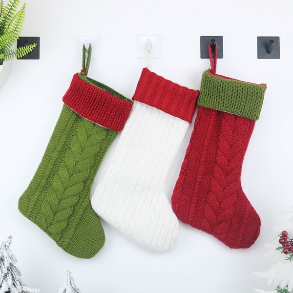 

christmas tree ornament christmas stocking gift bag red green white christmas sock xmas decoration candy bag party supplies dbc vt0777