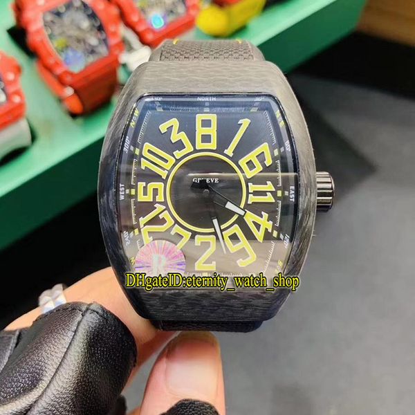 Vanguard horloge R Beste versie HEREN COLLECTIE Crazy Jump-serie koolstofvezel kast Gele wijzerplaat Miyota automatisch herenhorloge Nylon sporthorloges