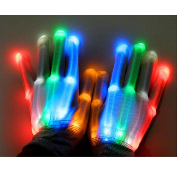 

1 пара led rave мигающего перчатка glow light up finger освещение halloween xmas party танец скелет, Silver