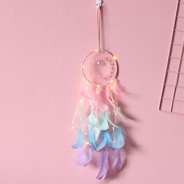 

dromenvanger wind chimes led light party ornament christmas decorations handmade romantic dreamcatcher colorful feathers gift