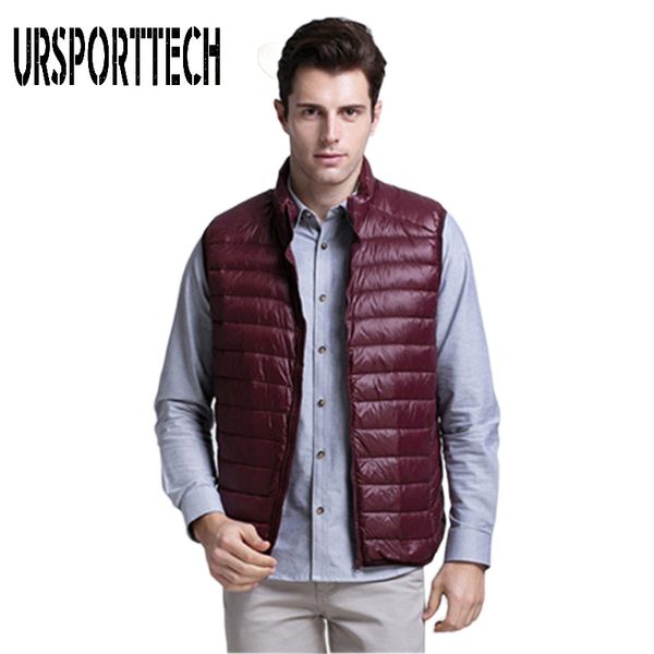 

2019 new arrival brand men sleeveless jacket winter ultralight grey duck down vest male slim vest mens windproof warm waistcoat, Black