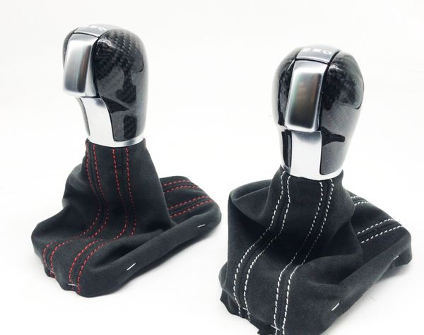 

dsg carbon fiber gear knob head gear shift knob with suede boots for v w golf 6 j e t t a 6