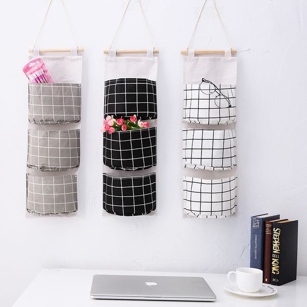 

3 pockets wall mounted storage bag closet organizer clothes hanging storage bag kids toys sundries organizer beauty makeup bags
