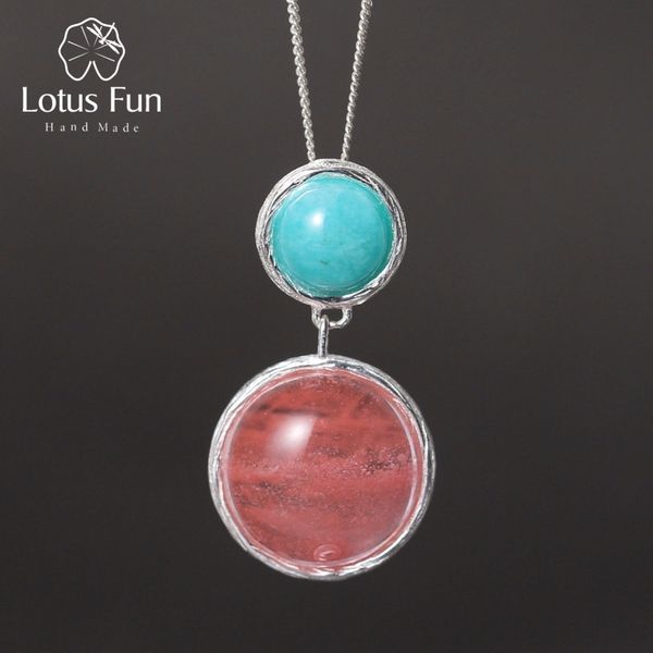 

lotus fun real 925 sterling silver natural stone handmade fine jewelry candy house design pendant without chain for women