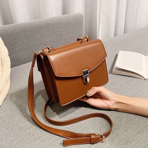 

flap handbag double bag women shoulder bag small cross body bags for women brown leather handbags bolsos mujer de marca famosa