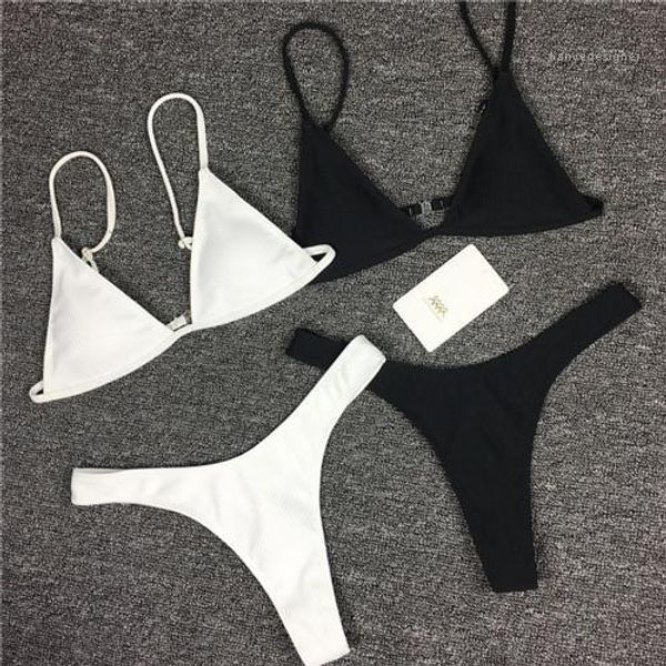 

summer designer womens two pcs soild color tankinis thong bikini swimwear fashion bathing suits casual beach jumpsuits, White;black