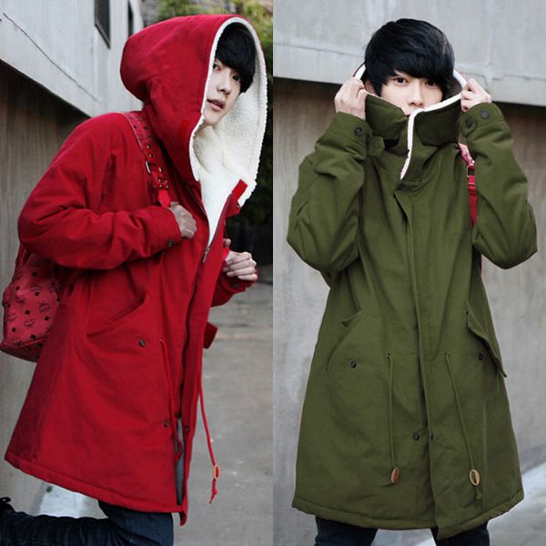 

winter cotton thick warm windbreaker korean version of the self-cultivation hooded long cotton coat lovers jacket fh58, Tan;black
