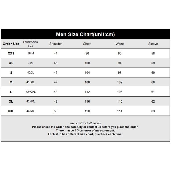 Mens Shirt Collar Size Chart