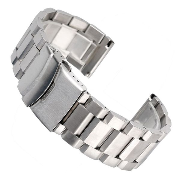 

stainless steel watch bands silver 18/20/22/24mm folding clasp replacements metal watch straps high quality, Black;brown