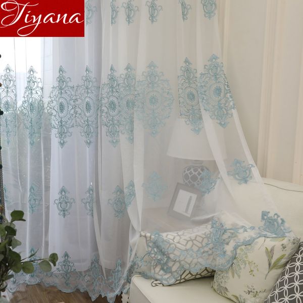 

luxury embroidered sheer curtains net window tulle curtains for living room bedroom kitchen gauze white fabric t&079#30