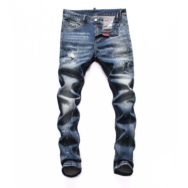 

2020 mens designer jeans ripped pants version skinny broken italy style bike motorcycle good quality brand men jeans, Blue