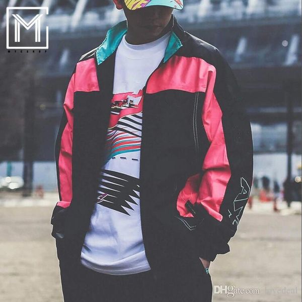 

fall 2019 men's women's embroidery sports collar overcoat zipper windbreak jacket outerwear hip hop coat sweater jacket