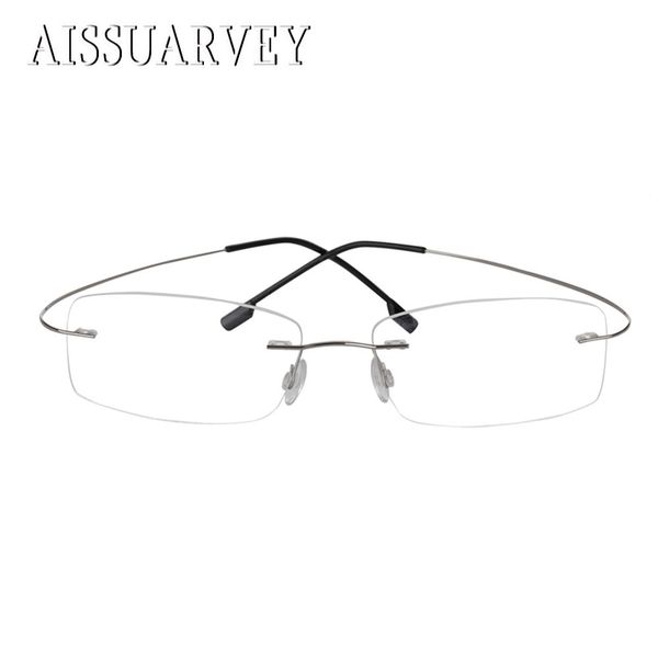 

men's women's glasses frames rimless eyeglasses optical brand designer prescription titanium alloy light business eyewear cheap, Silver