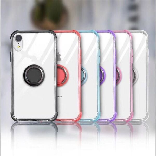

full cover tpu case for iphone 11 xs max xr 360 finger ring phone holer case for samsung s10 note10 pro s9 plus