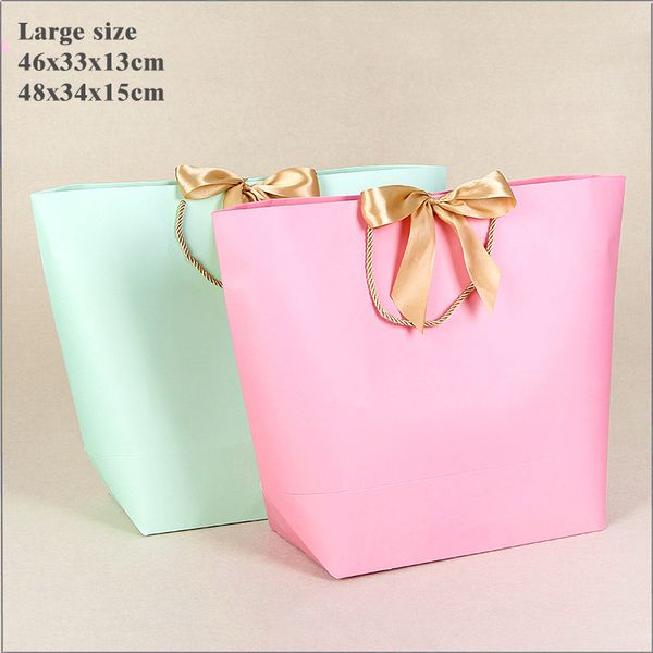 

10x large size gift box packaging gold handle paper gift bags kraft paper with handles wedding baby shower birthday party favor
