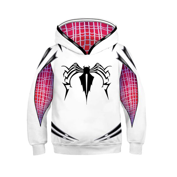 

girls gwen stacy hoodie cosplay spider gwen stacy costume 3d pullover jacket hooded sweatshirt coat child, Black