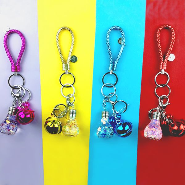 

new colorful quicksand oil floating snowflake bulbs liquid bottle keychain bag car pendant gifts, Silver