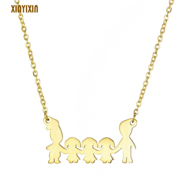 

stainless steel women necklace mama family necklaces jewelry silver color love boy girl pendant choker necklace 2020 prom gift