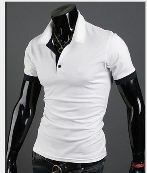 

new men's polo cunninghamia lanceolata casual short-sleeved t-shirt impact color simple lapel solid color coat summer men's wear, White;black