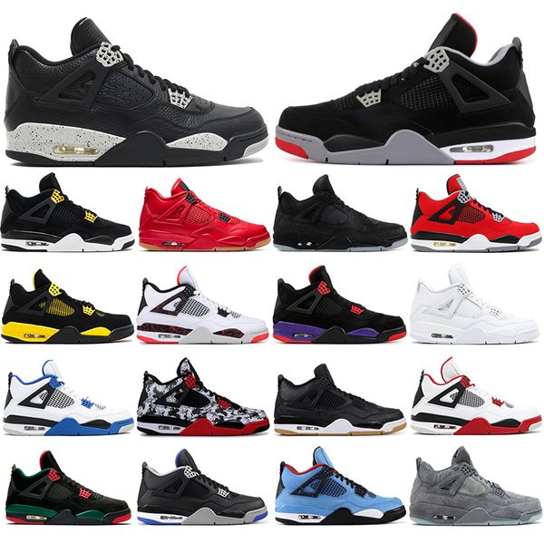 

with socks jumpman 4 4s mens basketball shoes bred tattoo black gum alternat motorsport royalty pure money sports sneakers size 36-47, White;red