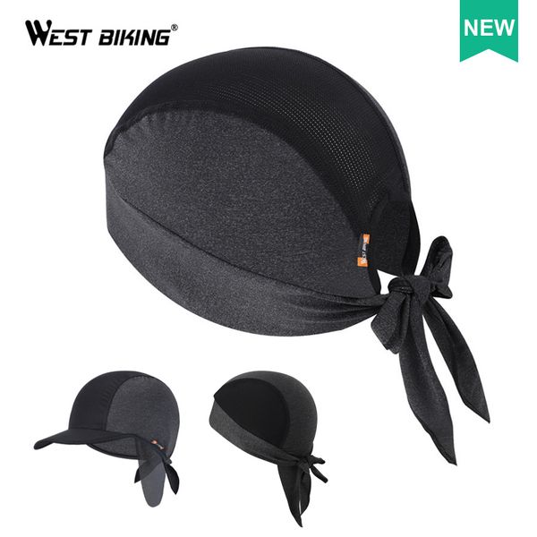 

west biking men cycling cap summer anti-uv breathable bandana running pirate hat quick dry sports head scarf bike bicycle caps, Black